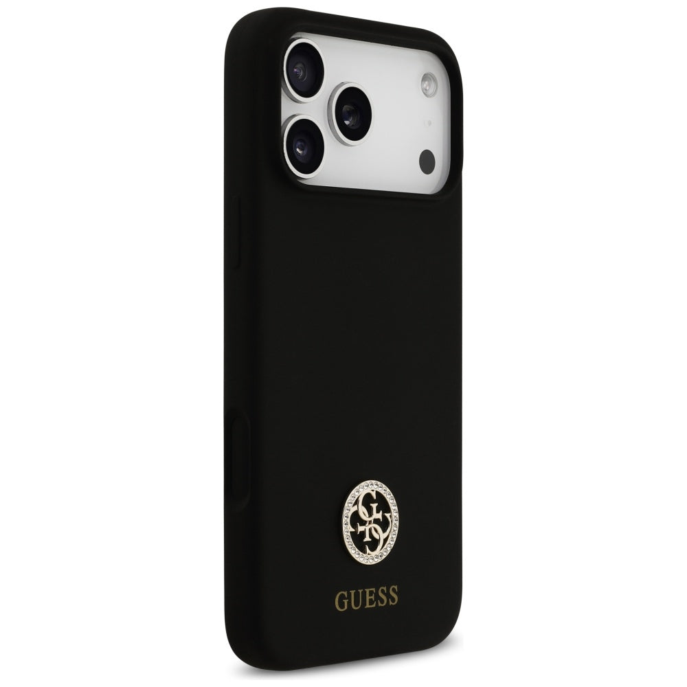 Puzdro MagSafe pre Apple iPhone 17 Pro Max, Guess, Logo Strass 4G, Čierne