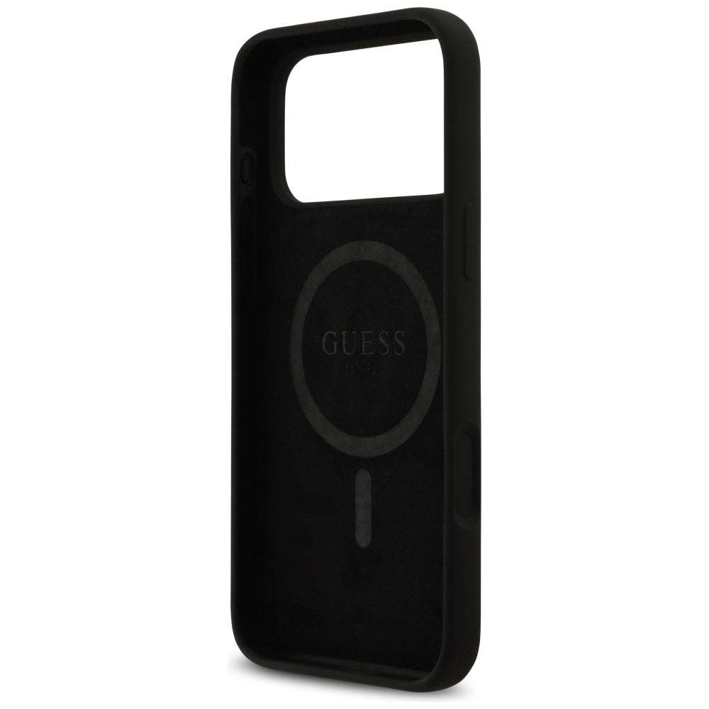 Puzdro MagSafe pre Apple iPhone 17 Pro Max, Guess, Logo Strass 4G, Čierne