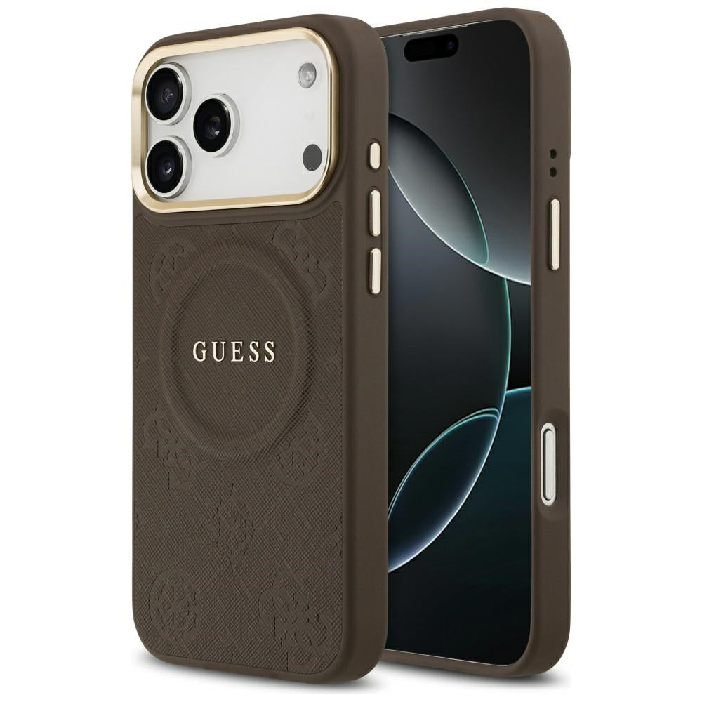 Puzdro MagSafe pre Apple iPhone 17 Pro Max, Guess, Peony Hot Stamp, Hnedé