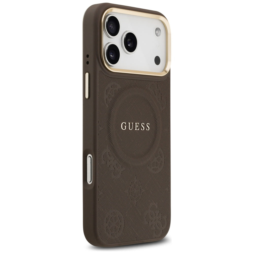 Puzdro MagSafe pre Apple iPhone 17 Pro Max, Guess, Peony Hot Stamp, Hnedé