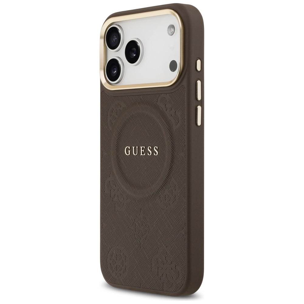 Puzdro MagSafe pre Apple iPhone 17 Pro Max, Guess, Peony Hot Stamp, Hnedé