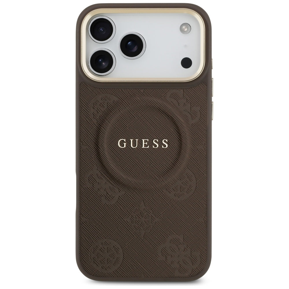 Puzdro MagSafe pre Apple iPhone 17 Pro Max, Guess, Peony Hot Stamp, Hnedé