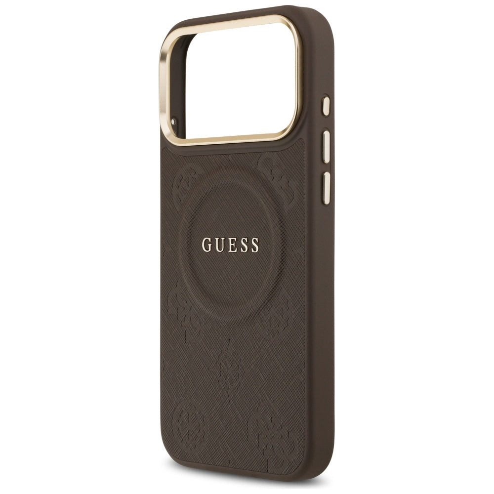 Puzdro MagSafe pre Apple iPhone 17 Pro Max, Guess, Peony Hot Stamp, Hnedé