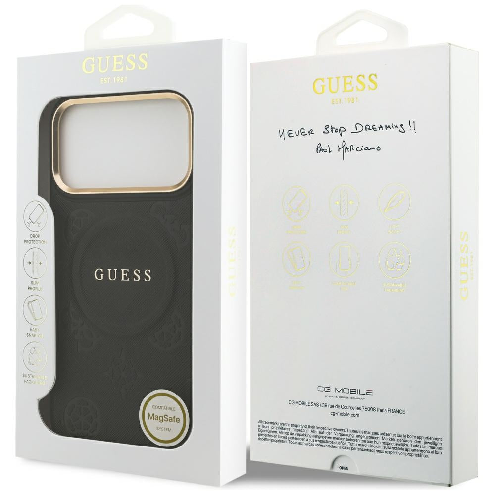 Puzdro MagSafe pre Apple iPhone 17 Pro Max, Guess, Peony Hot Stamp, Čierne