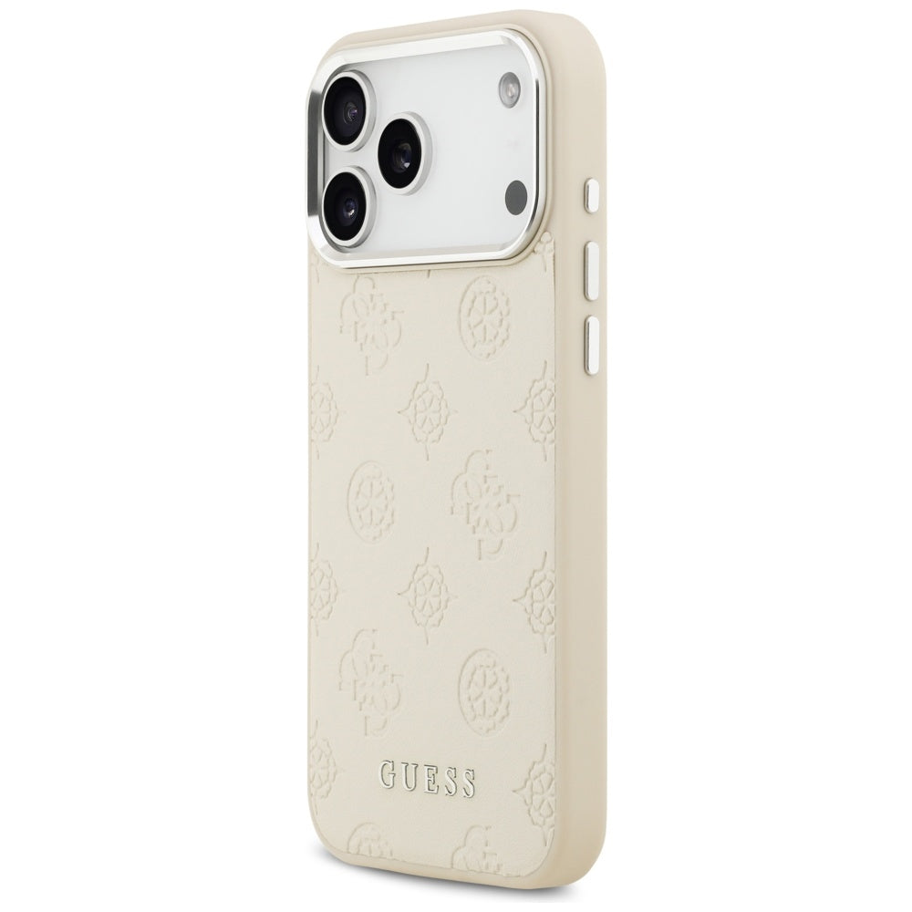 Puzdro MagSafe pre Apple iPhone 17 Pro Max, Guess, Peony Hot Stamp Script, Béžová