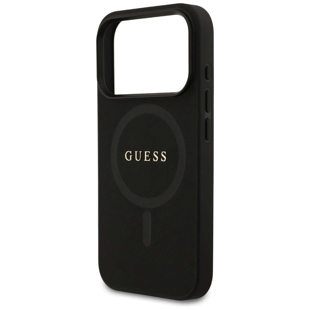 Puzdro MagSafe pre Apple iPhone 17 Pro Max, Guess, Saffiano Classic Logo, Čierne