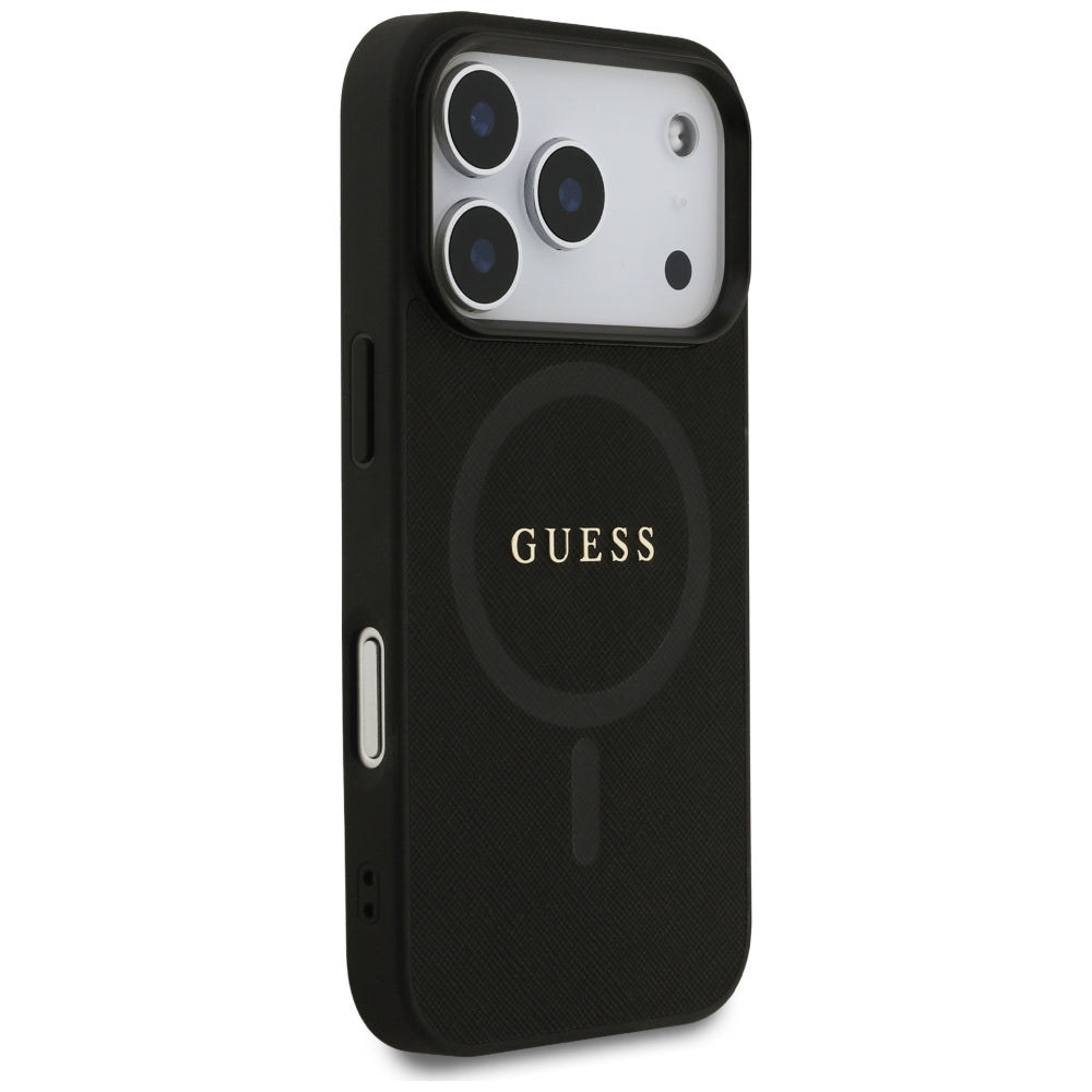 Puzdro MagSafe pre Apple iPhone 17 Pro Max, Guess, Saffiano Classic Logo, Čierne