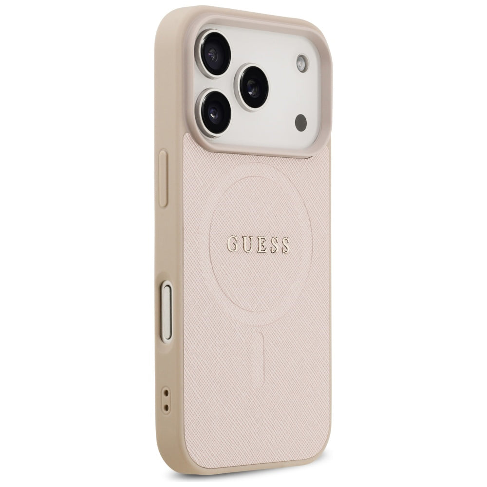 Puzdro MagSafe pre Apple iPhone 17 Pro Max, Guess, Saffiano Classic Logo, Ružová