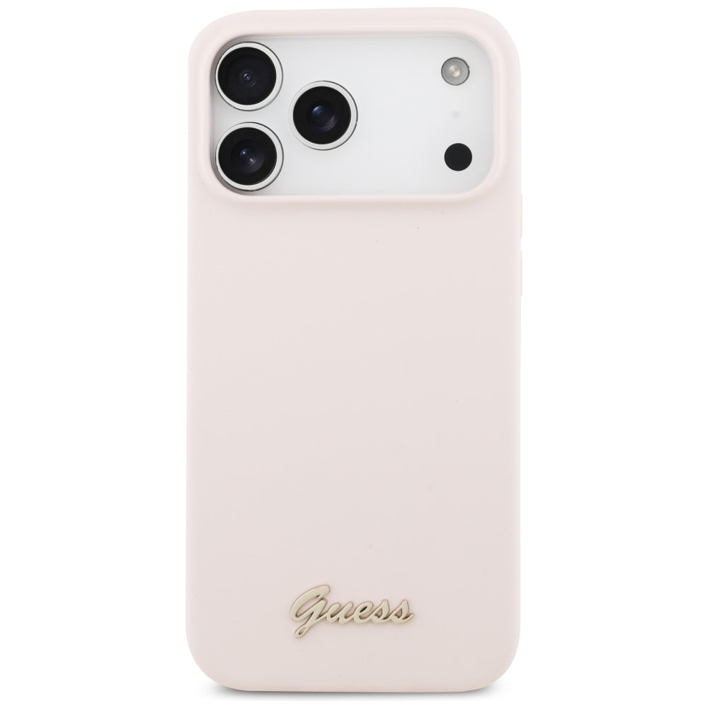 MagSafe Case for Apple iPhone 17 Pro Max, Guess, Script Metal Logo, Light Pink