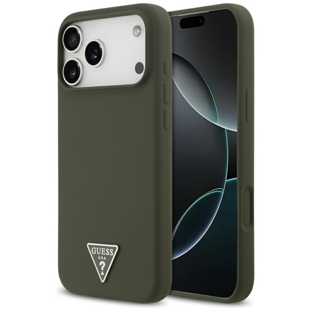 Puzdro MagSafe pre Apple iPhone 17 Pro Max, Guess, Triangle Logo, Kaki