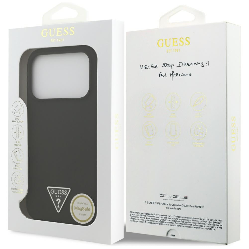 Puzdro MagSafe pre Apple iPhone 17 Pro Max, Guess, Triangle Logo, Čierne