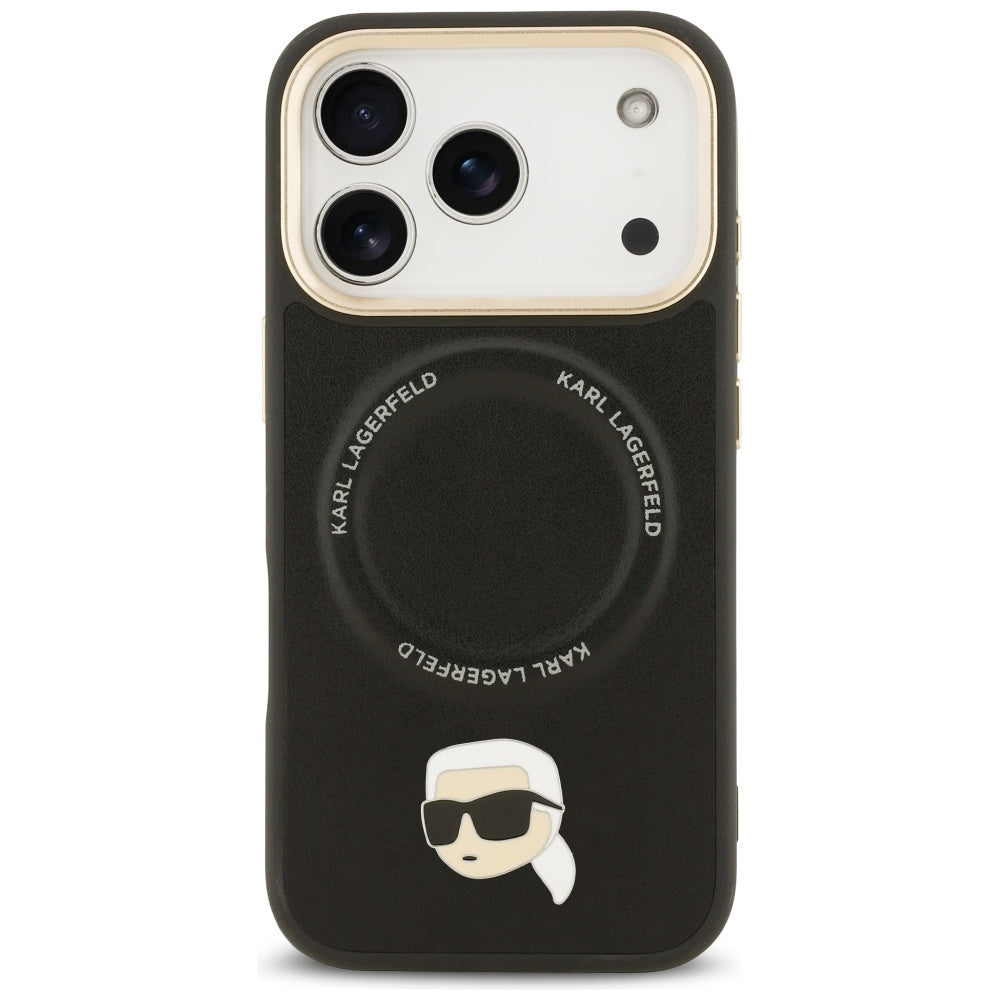 Puzdro MagSafe pre Apple iPhone 17 Pro Max, Karl Lagerfeld, Big Strap Karl Metal Logo, Čierne