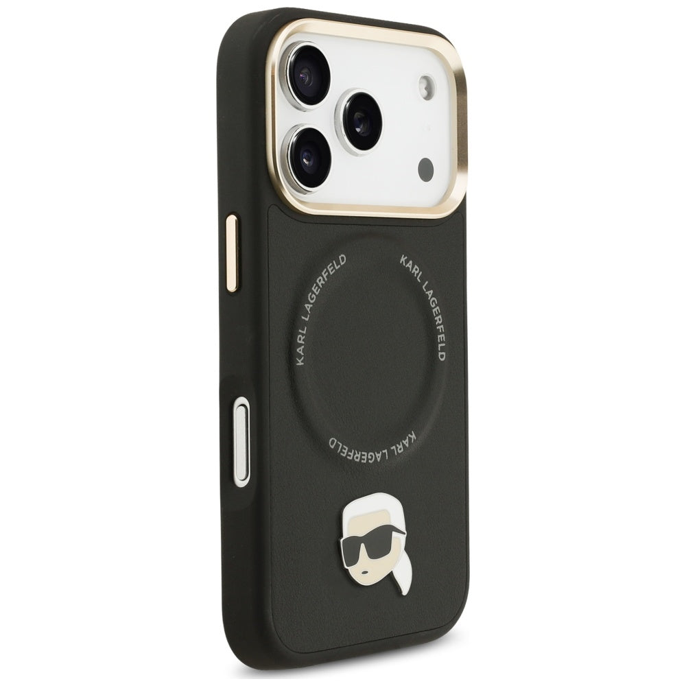 Puzdro MagSafe pre Apple iPhone 17 Pro Max, Karl Lagerfeld, Big Strap Karl Metal Logo, Čierne