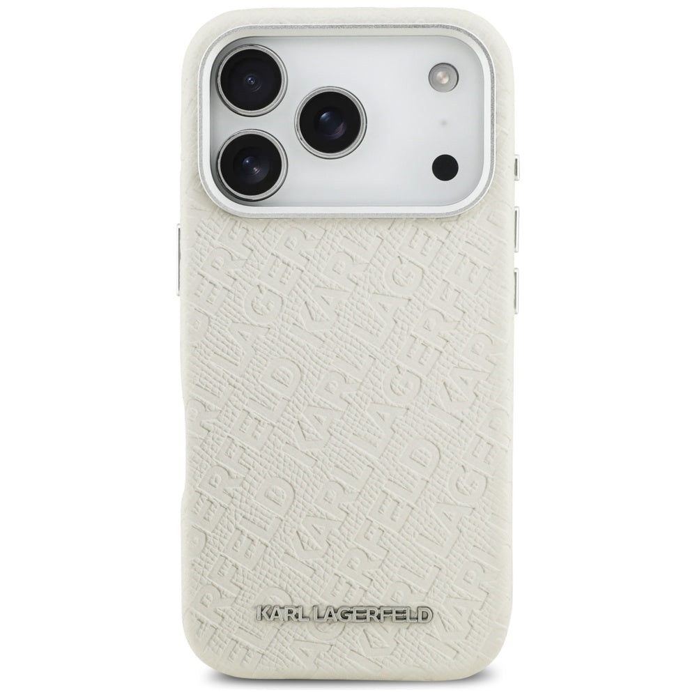 Puzdro MagSafe pre Apple iPhone 17 Pro Max, Karl Lagerfeld, FW Stamped Karl, Béžová