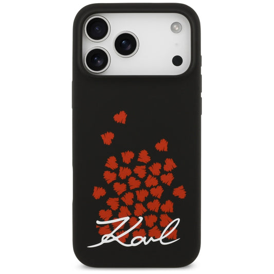 Puzdro MagSafe pre Apple iPhone 17 Pro Max, Karl Lagerfeld, logo Heart Sign, čierne