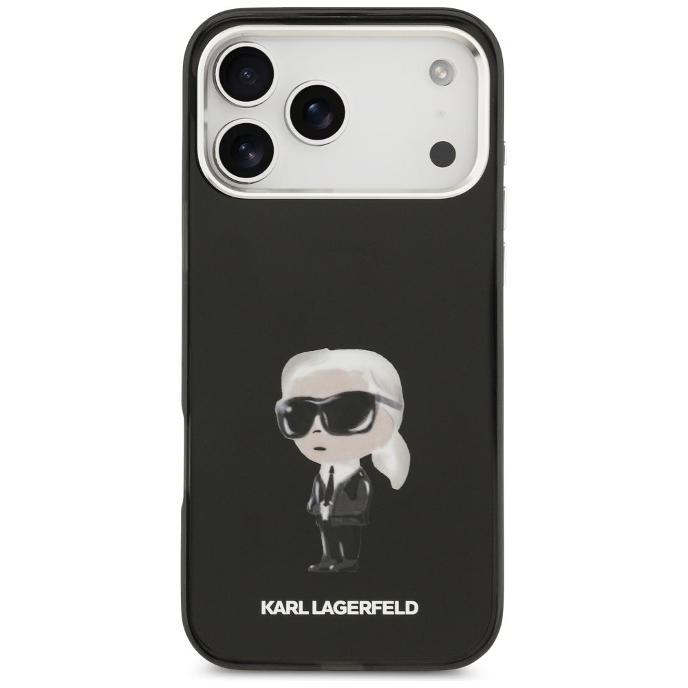 Puzdro MagSafe pre Apple iPhone 17 Pro Max, Karl Lagerfeld, IML Aquarelle Karl Ikonik, Čierne