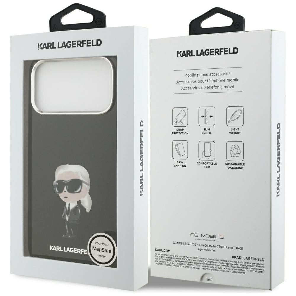 Puzdro MagSafe pre Apple iPhone 17 Pro Max, Karl Lagerfeld, IML Aquarelle Karl Ikonik, Čierne