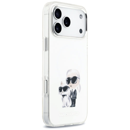 MagSafe Case for Apple iPhone 17 Pro Max, Karl Lagerfeld, IML Aquarelle Karl & Choupette Logo, White