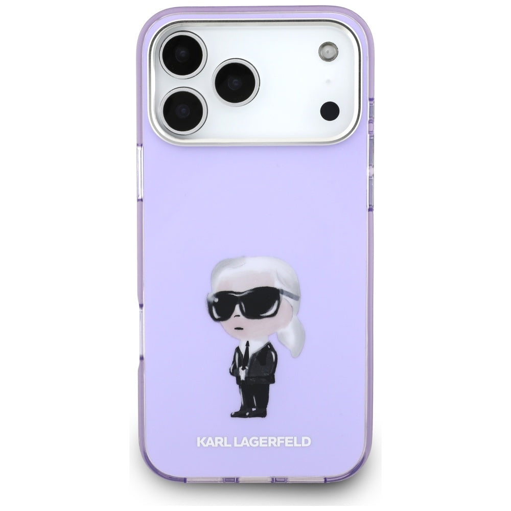 Puzdro MagSafe pre Apple iPhone 17 Pro Max, Karl Lagerfeld, IML Aquarelle Logo Karl, Fialová