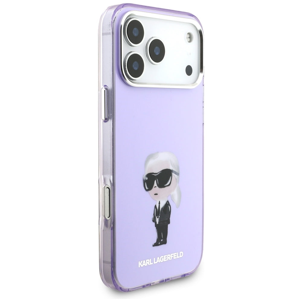 Puzdro MagSafe pre Apple iPhone 17 Pro Max, Karl Lagerfeld, IML Aquarelle Logo Karl, Fialová