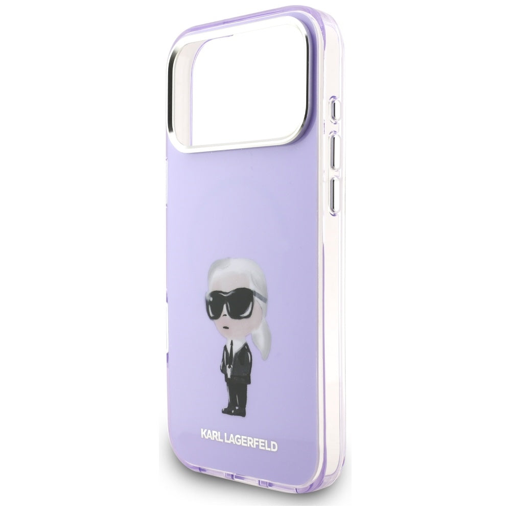 Puzdro MagSafe pre Apple iPhone 17 Pro Max, Karl Lagerfeld, IML Aquarelle Logo Karl, Fialová