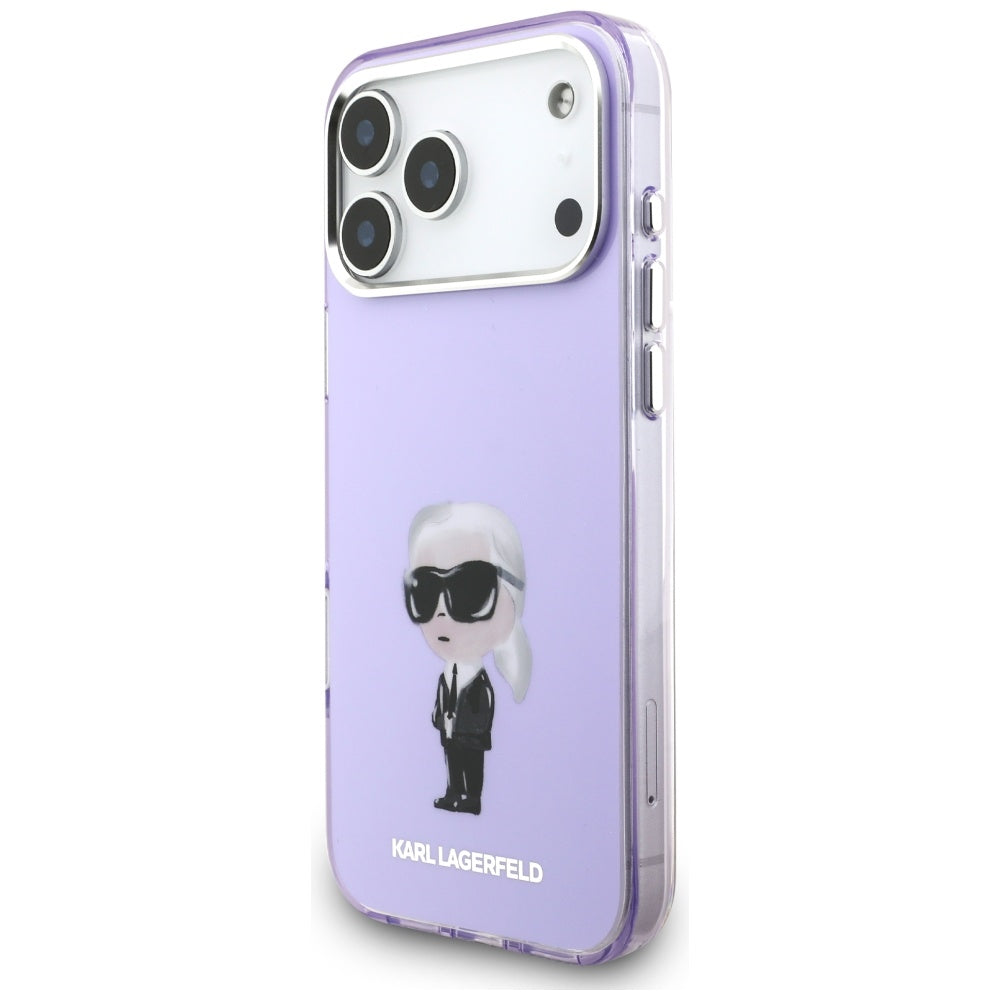 Puzdro MagSafe pre Apple iPhone 17 Pro Max, Karl Lagerfeld, IML Aquarelle Logo Karl, Fialová