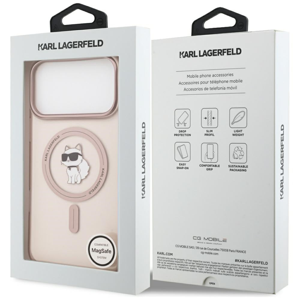 Puzdro MagSafe pre Apple iPhone 17 Pro Max, Karl Lagerfeld, IML Choupette, Ružová