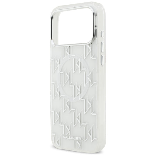 MagSafe Case for Apple iPhone 17 Pro Max, Karl Lagerfeld, IML KL Monogram, White