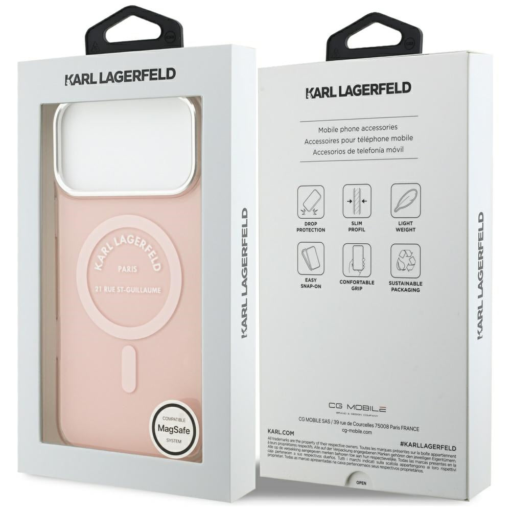 Puzdro MagSafe pre Apple iPhone 17 Pro Max, Karl Lagerfeld, IML Logo RSG, Ružová