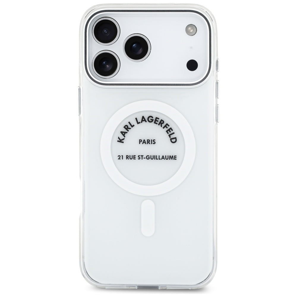 Puzdro MagSafe pre Apple iPhone 17 Pro Max, Karl Lagerfeld, IML Logo RSG, Priehľadné