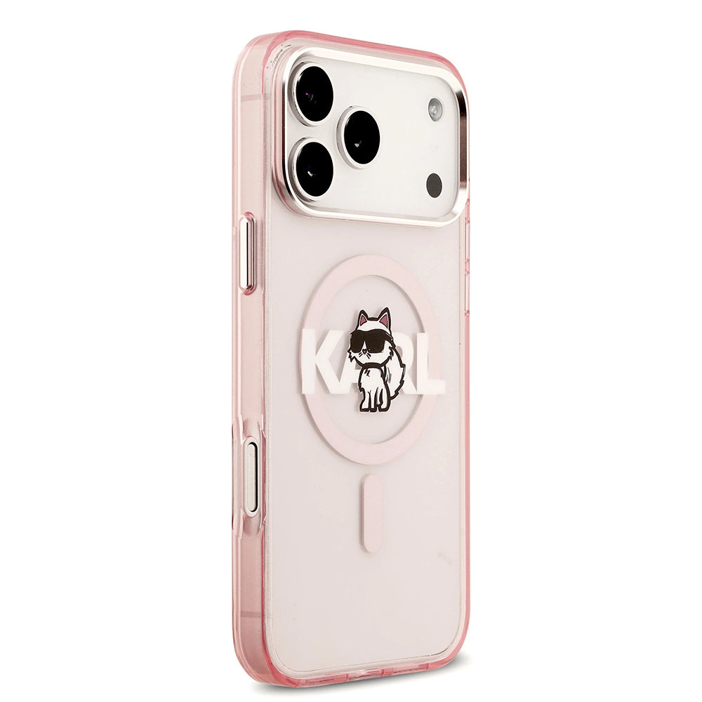 Puzdro MagSafe pre Apple iPhone 17 Pro Max, Karl Lagerfeld, IML Sketch Logo Choupette, Ružová
