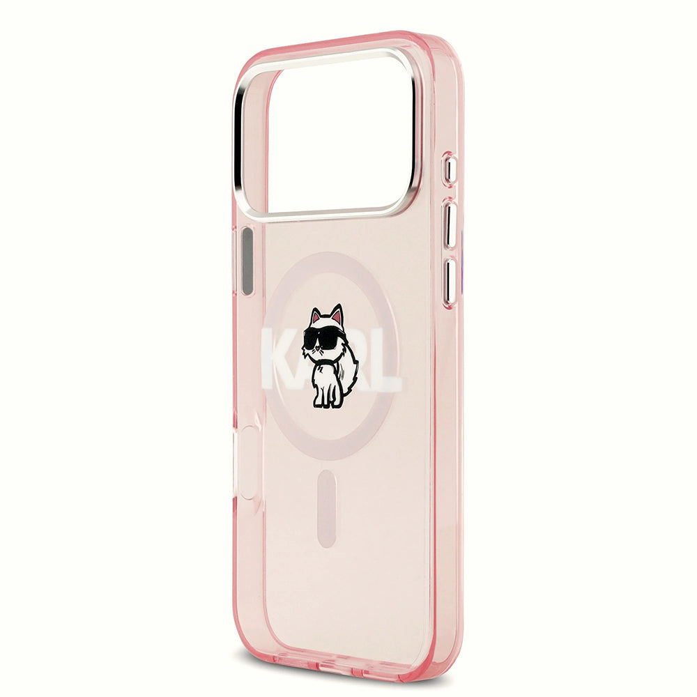 Puzdro MagSafe pre Apple iPhone 17 Pro Max, Karl Lagerfeld, IML Sketch Logo Choupette, Ružová