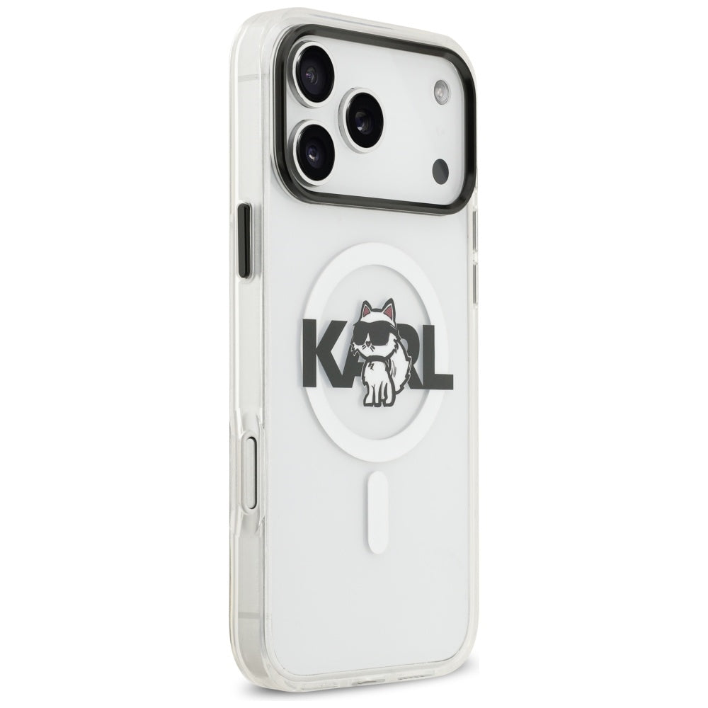 Puzdro MagSafe pre Apple iPhone 17 Pro Max, Karl Lagerfeld, IML Sketch Logo Choupette, Priehľadné