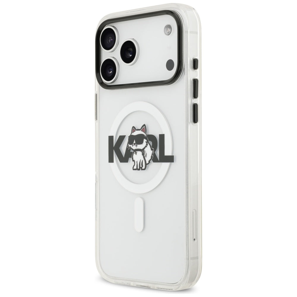 Puzdro MagSafe pre Apple iPhone 17 Pro Max, Karl Lagerfeld, IML Sketch Logo Choupette, Priehľadné