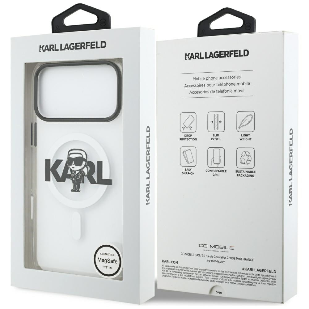 Puzdro MagSafe pre Apple iPhone 17 Pro Max, Karl Lagerfeld, IML Sketch Logo Karl, Priehľadné