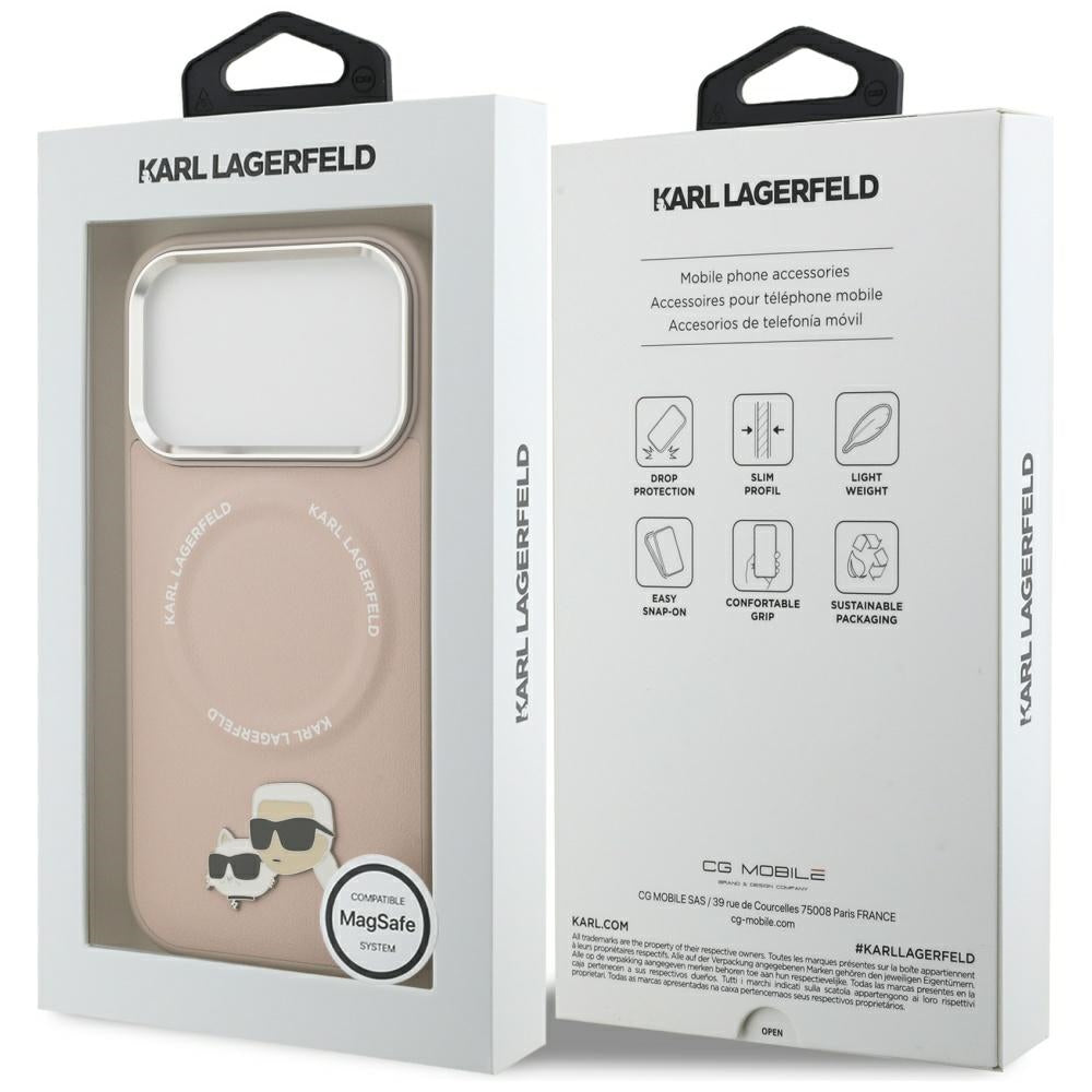 Puzdro MagSafe pre Apple iPhone 17 Pro Max, Karl Lagerfeld, Karl & Choupette Pins, Ružová