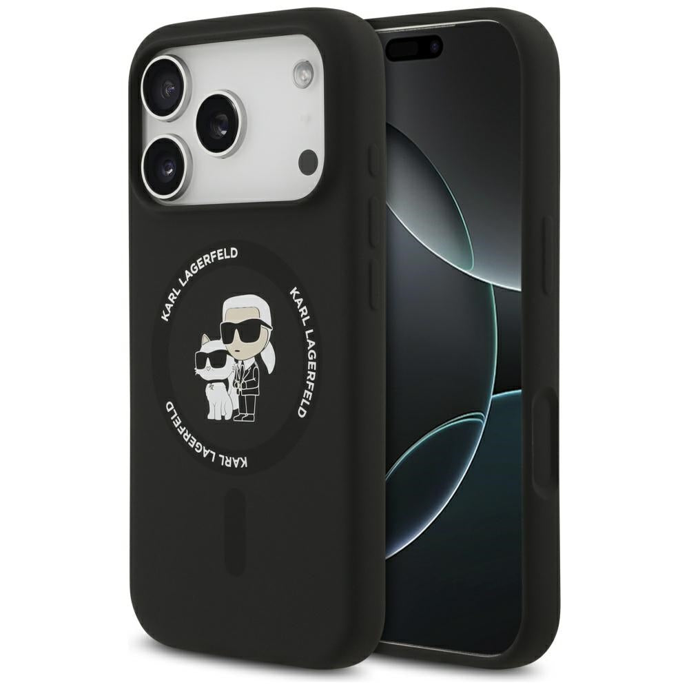 Puzdro MagSafe pre Apple iPhone 17 Pro Max, Karl Lagerfeld, Ring Karl & Choupette, Čierne