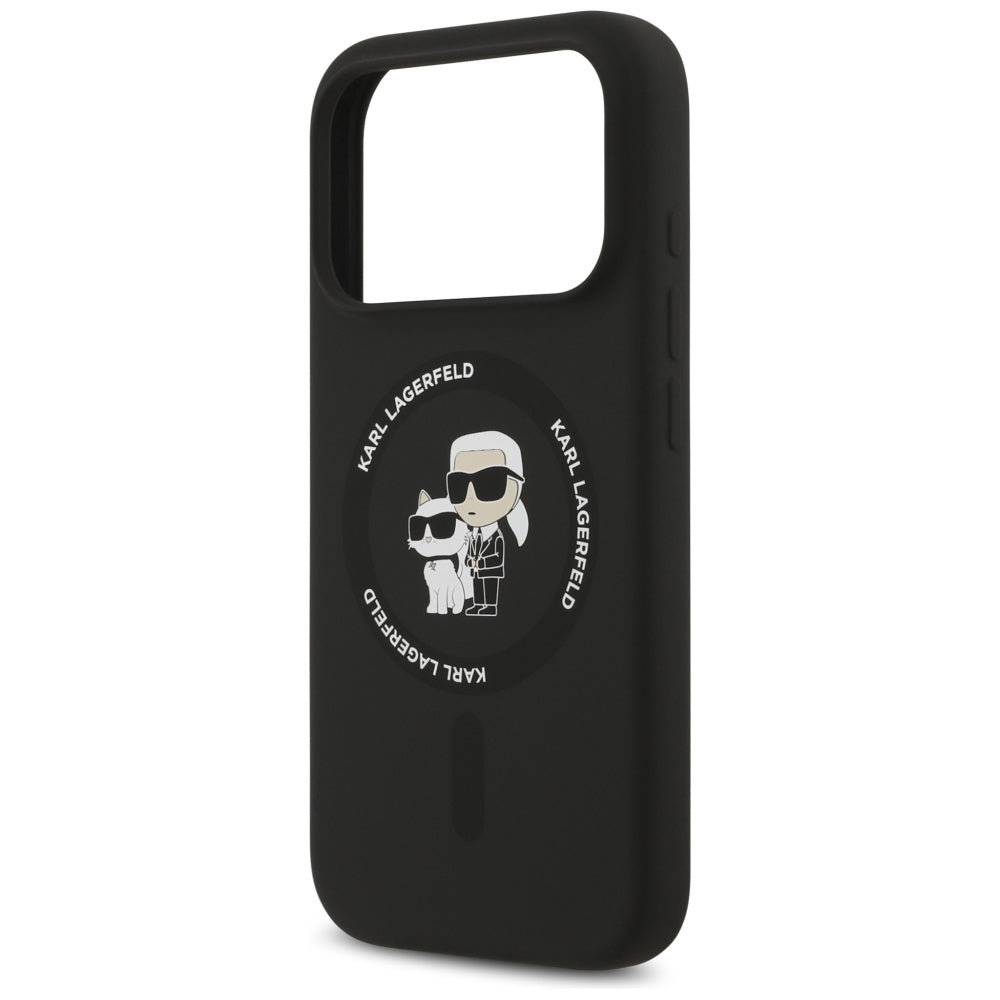 Puzdro MagSafe pre Apple iPhone 17 Pro Max, Karl Lagerfeld, Ring Karl & Choupette, Čierne
