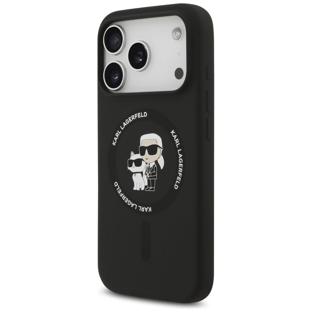Puzdro MagSafe pre Apple iPhone 17 Pro Max, Karl Lagerfeld, Ring Karl & Choupette, Čierne