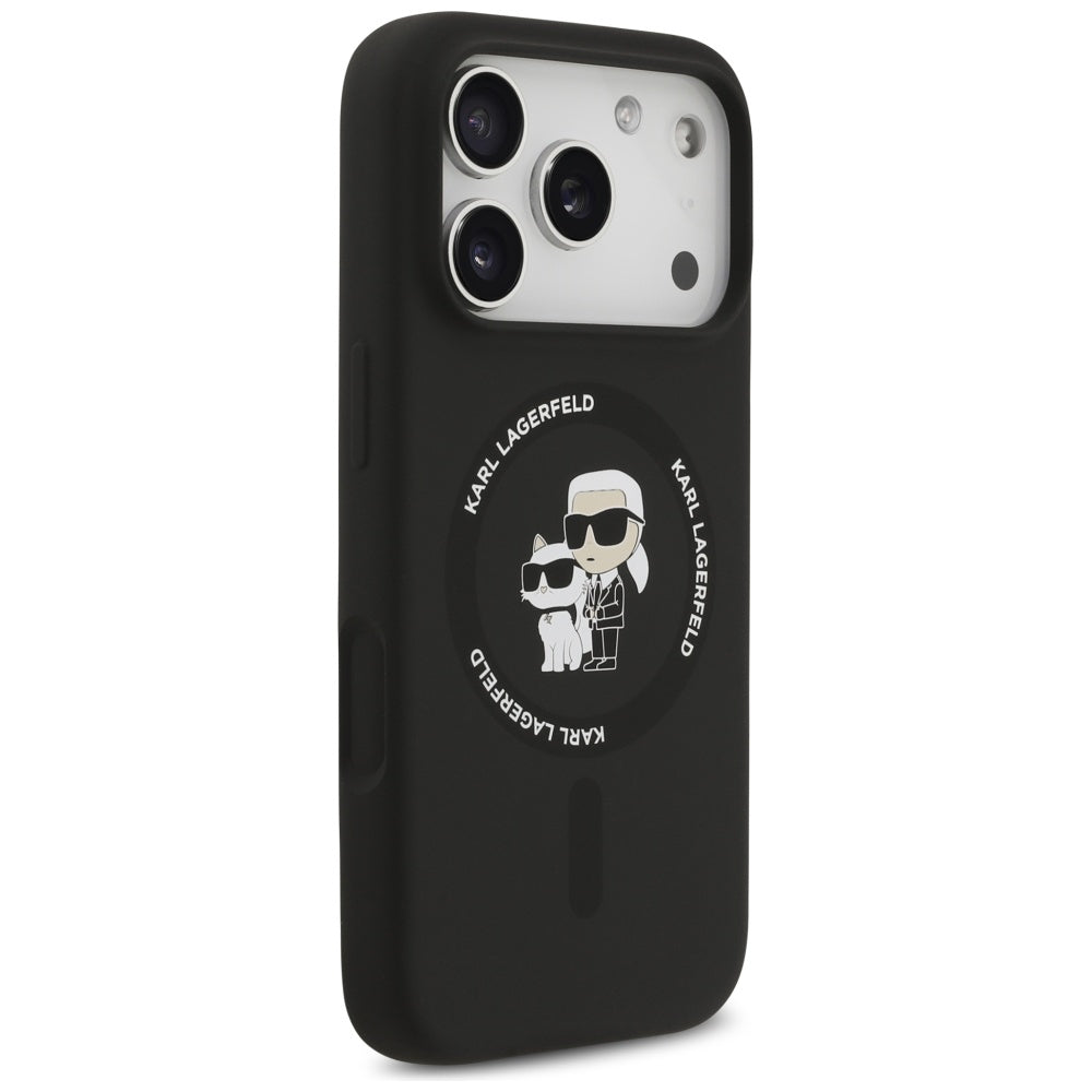 Puzdro MagSafe pre Apple iPhone 17 Pro Max, Karl Lagerfeld, Ring Karl & Choupette, Čierne