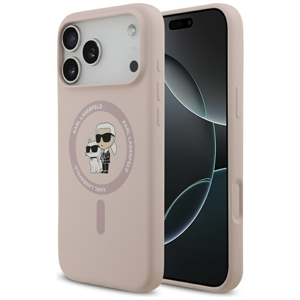 Puzdro MagSafe pre Apple iPhone 17 Pro Max, Karl Lagerfeld, Ring Karl & Choupette, Ružová