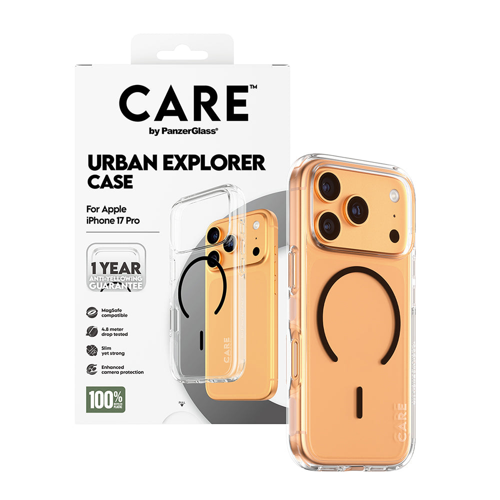 Puzdro MagSafe pre Apple iPhone 17 Pro Max, PanzerGlass, Care Urban Explorer, Čierna Transparentná