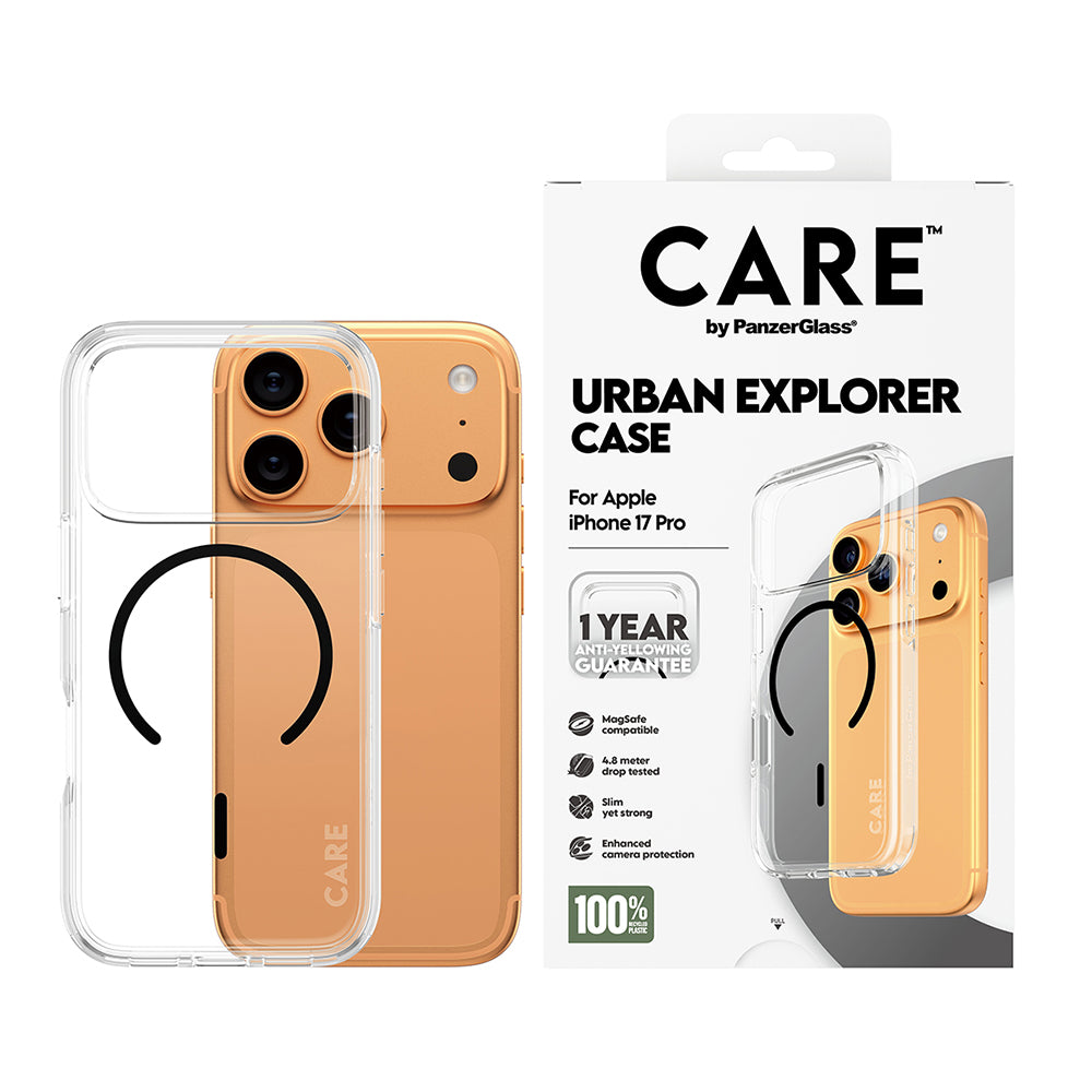 Puzdro MagSafe pre Apple iPhone 17 Pro Max, PanzerGlass, Care Urban Explorer, Čierna Transparentná