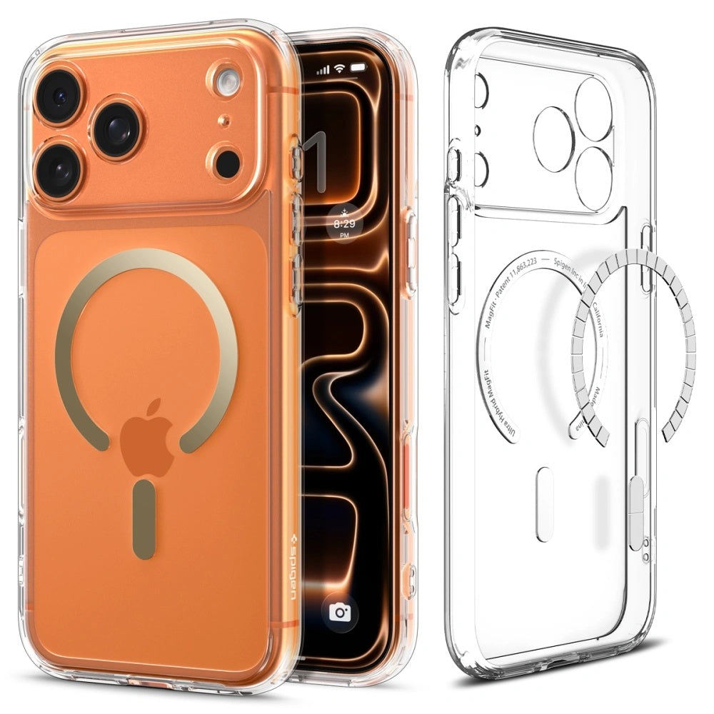 Puzdro MagSafe pre Apple iPhone 17 Pro Max, Spigen, Ultra Hybrid, Priehľadné Zlaté