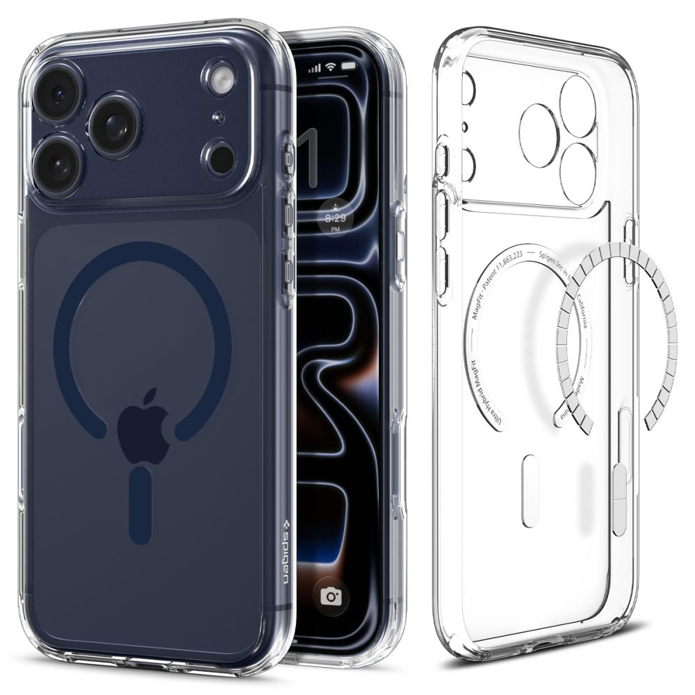 Puzdro MagSafe pre Apple iPhone 17 Pro Max, Spigen, Ultra Hybrid, Transparentné Námornícka Modrá ACS11108