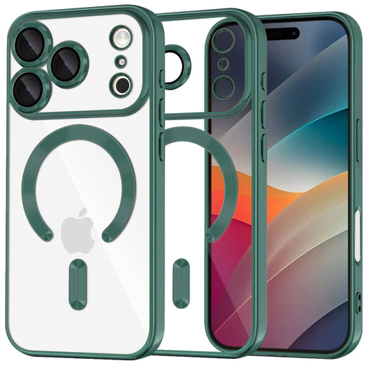 Puzdro MagSafe pre Apple iPhone 17 Pro Max, Techsuit, Luxury Crystal, Tmavozelená