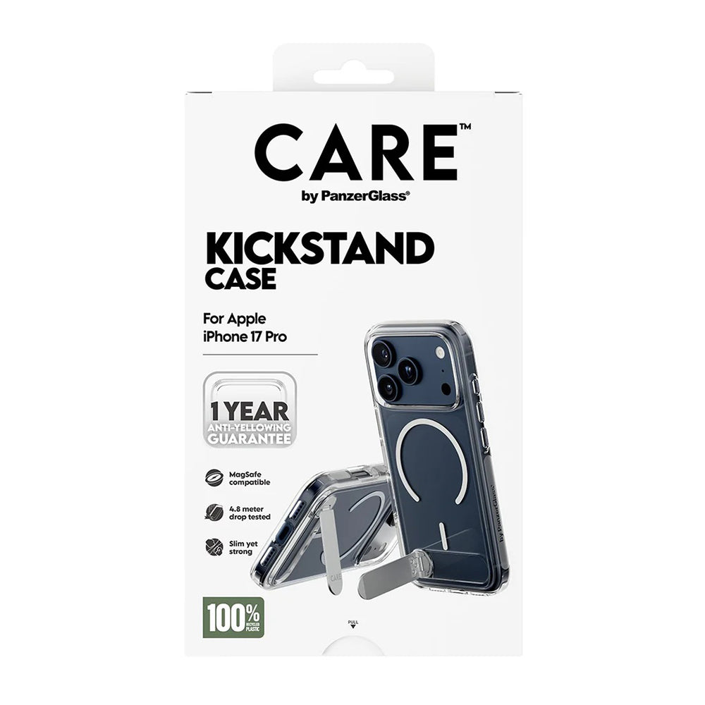 Puzdro MagSafe pre Apple iPhone 17 Pro, PanzerGlass, Care Feature Kickstand, Transparentné
