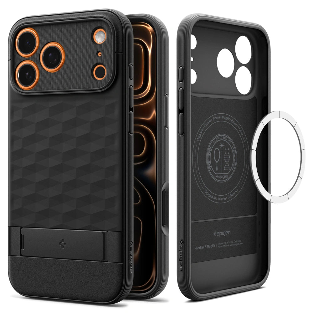Puzdro MagSafe pre Apple iPhone 17 Pro, Spigen, Caseology Parallax S, Matná Čierna ACS09964