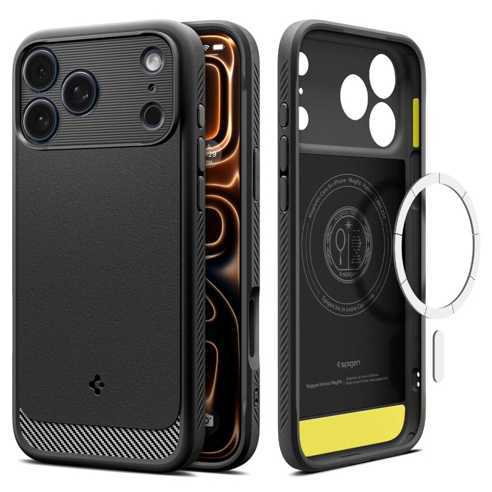 Puzdro MagSafe pre Apple iPhone 17 Pro, Spigen, Rugged Armor, Matná Čierna ACS10329