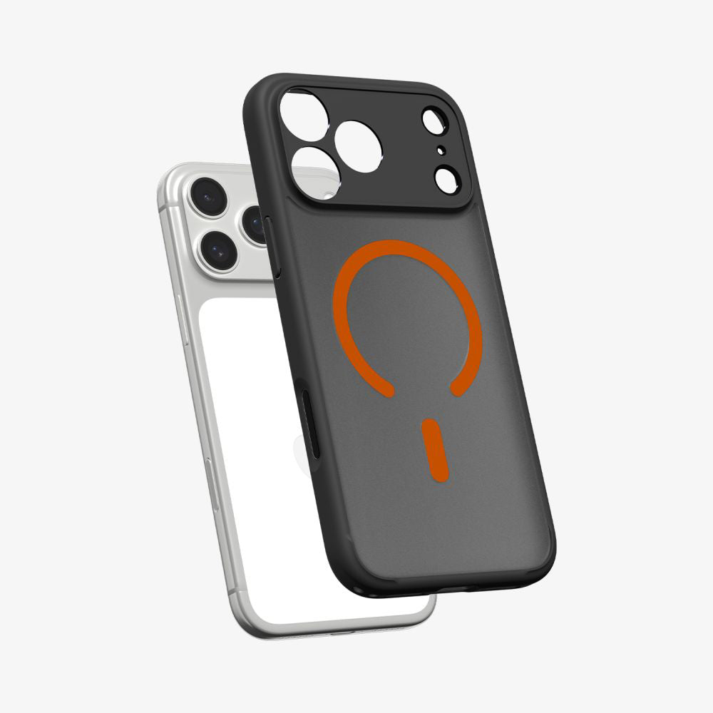 Puzdro MagSafe pre Apple iPhone 17 Pro, Spigen, Ultra Hybrid, Čierno-oranžové Saténové ACS10483